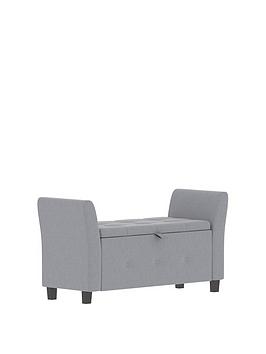 Vida Designs Seville Fabric Storage Ottoman - Light Grey