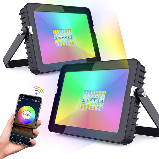 Gdrhvfd - 30W rgb Led Projector, app Control Bluetooth Color Changing Led Projector, Music Sync, Timing, 2700K Warm White, Ip66 Waterproof Color