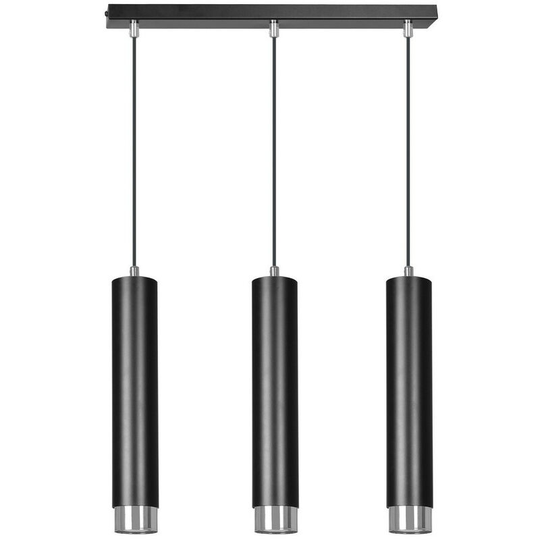 Emibig Kibo Black/Chrome Bar Pendant Ceiling Light 3x GU10