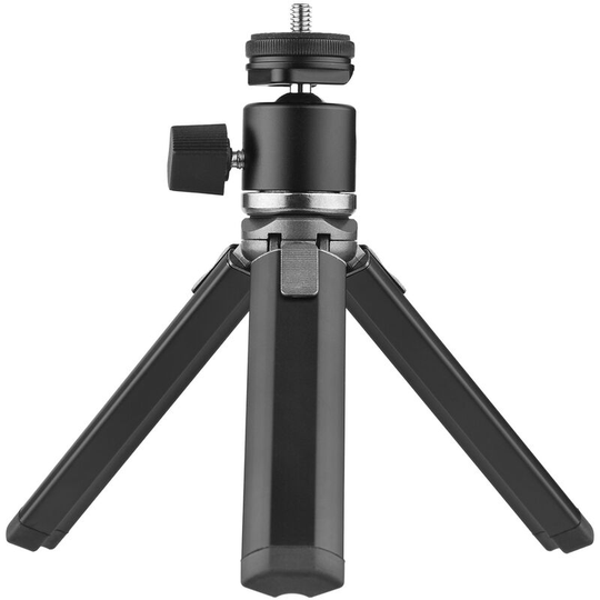 Aluminum Alloy Mini Tripod + Dual Use Ball Head Portable Tripod Stand Handle Grip Rotatable Ball Head with 1/4 Inch Screw Cold Shoe Mount for Phone