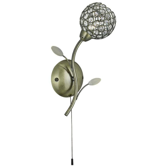 Searchlight Bellis - 1 Light Indoor Flower Design Glass Wall Light Black Antique Brass, G9