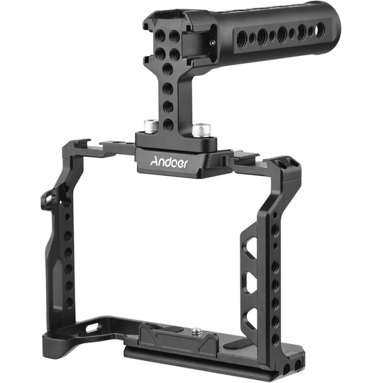 Andoer - Aluminum Alloy Camera Cage Kit with Top Handle Grip Replacement for Sony A7 iv