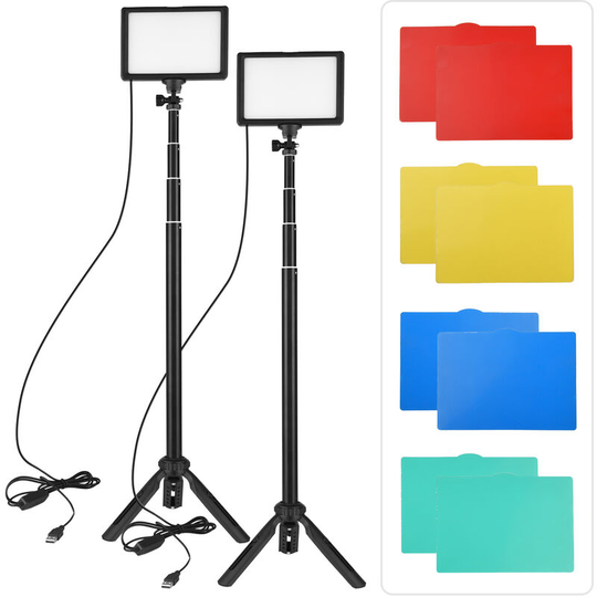 Andoer - 2pcs usb led Video Light Kit Photography Lighting 3200K-5500K 120pcs Beads 14-level Dimmable