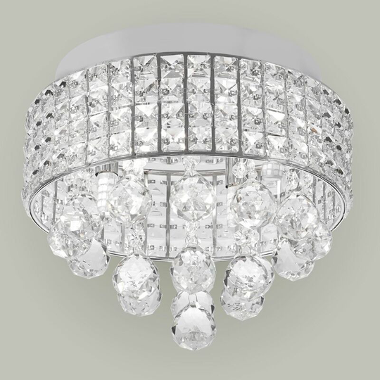 Dove - Crystal Flush Ceiling Light - Polished chrome plate with crystal effect glass detail