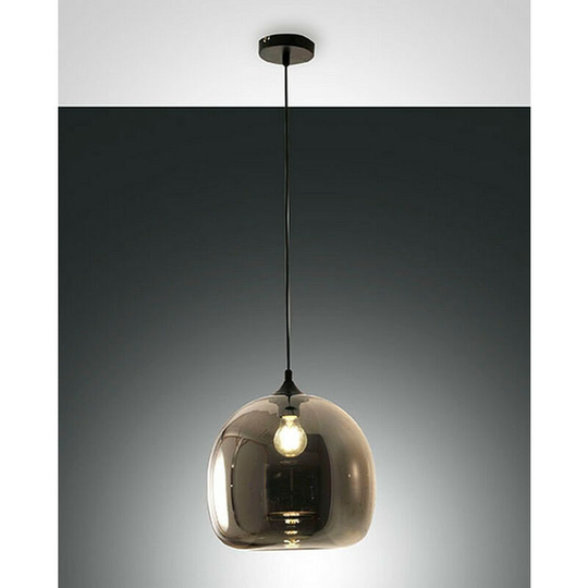 Fabas Luce Maia Dome Pendant Ceiling Lights Transparent Grey Glass, E27