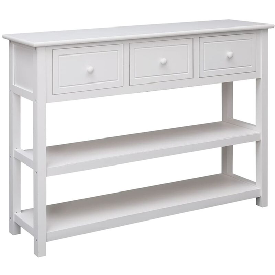 Sideboard White 108x30x76 cm Solid Wood Paulownia Vidaxl White