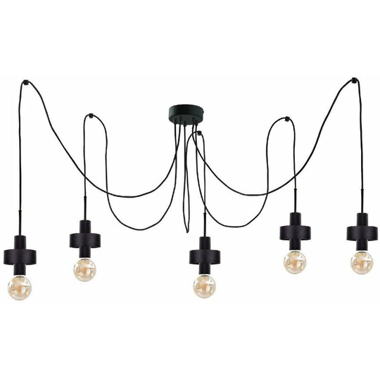 Keter Lighting - Keter Unica Cluster Pendant Ceiling Light Black, 5x E27