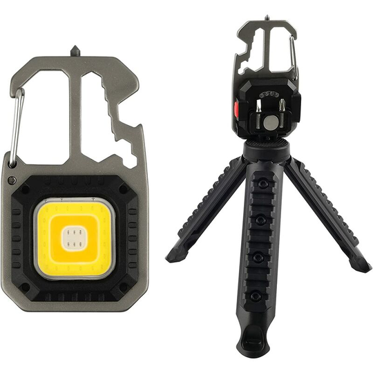 Aougo - Portable Mini Work Light 7 Modes Keychain Waterproof Flashlight Rechargeable Inspection Lights, with Bottle Opener, Magnetic Base, Tripod,