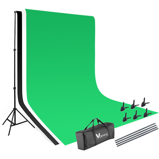 Video Studio Lighting Kit Kshioe 1.6*3m Non-woven Fabrics 2*3m Background Stand Photography Black