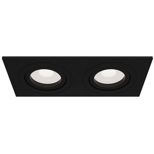 Atom Recessed Twin Square Downlight Black, 2 Light, GU10