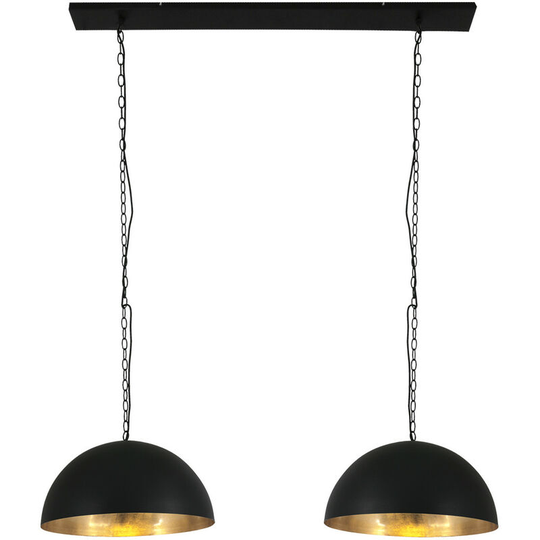 Sienna Semicirkel Straight Bar Pendant Ceiling Light Matt Black, Gold Colored Inside