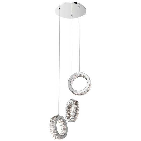 Zumaline Lighting - Zumaline Platt Integrated led Crystal Cluster Pendant Ceiling Light, Chrome, 4000K, 1560Lm