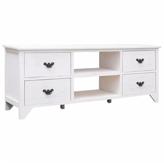 Tv Cabinet Antique White 108x30x40 cm Solid Paulownia Wood Vidaxl White