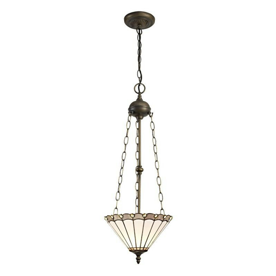 Luminosa Lighting - 3 Light Uplighter Ceiling Pendant E27 With 30cm Tiffany Shade, Grey, Crystal, Aged Antique Brass