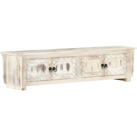 Devenirriche - tv Cabinet White 140x30x35 cm Solid Mango Wood - White