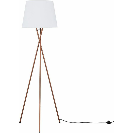 Floor Lamp Tripod Camden Light in Copper with Tapered Lampshade - White