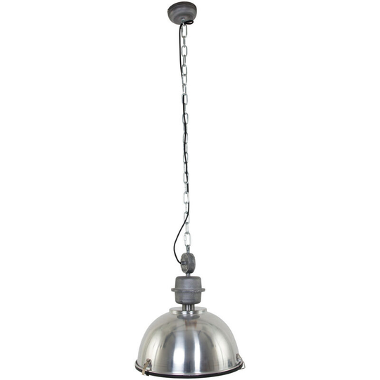 Sienna Tough Guy Dome Pendant Ceiling Lights Steel Polished, Glass Matt, Metal