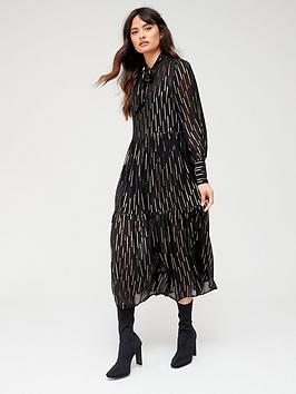 Superdry Studios Tiered Midi Dress - Black, Black, Size 8, Women