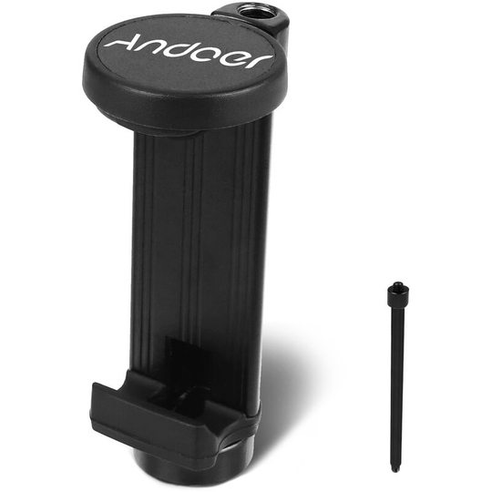 Andoer AD-01 Universal Phone Tripod Mount Smartphone Holder Clip Phone Clamp Vertical Horizontal Use Compatible with iPhone 12/11/10/XS/8 Samsung