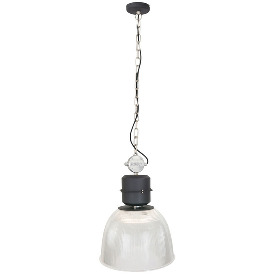 Sienna Clearvoyant Dome Pendant Ceiling Lights Transparent Machined, Black Matt, Metal
