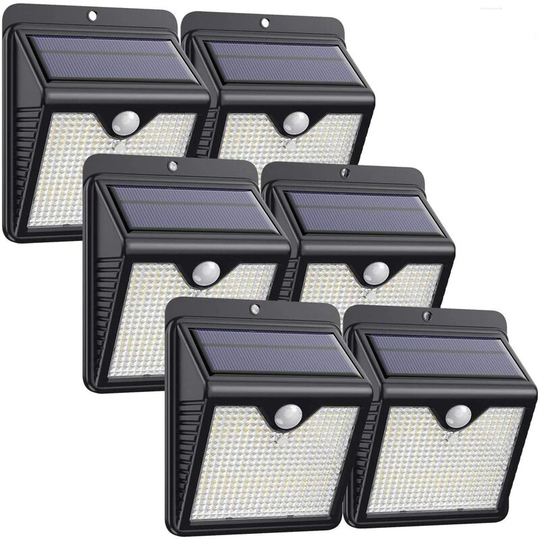 Aougo - Outdoor Solar Light, [6 Pack 150 led - 1000 Lumens] Waterproof Solar Light Solar Powered Light with Motion Sensor Wireless Security Light
