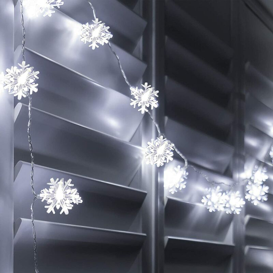 Indoor Battery Powered White led Snowflake Christmas Decoration Tree String Lights (40 LEDs)
