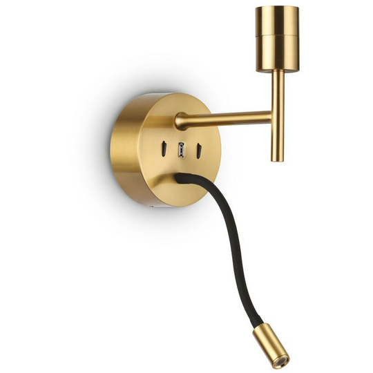 Ideal Lux Lighting - Ideal Lux Set Up Wall Light + Reading Light Brass Without Shade 3000K