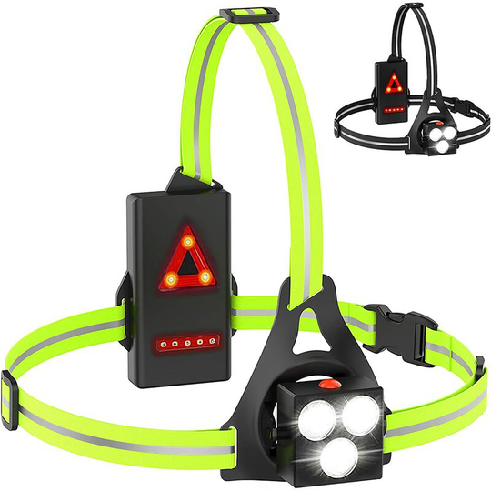 Aougo - Running Light, usb Rechargeable led Running Light, 120° Adjustable Chest Light, 500 Lumens, Running Light with Reflective Strips for Jogging,