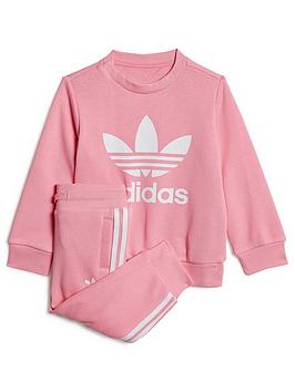 Boys, adidas Originals Toddler Kids Adicolor Trefoil Crew Set - Light Pink, Light Pink, Size 6-9 Months