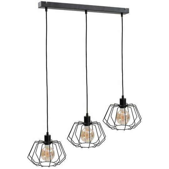 Keter Luna Bar Pendant Ceiling Light Black, 63cm, 3x E27