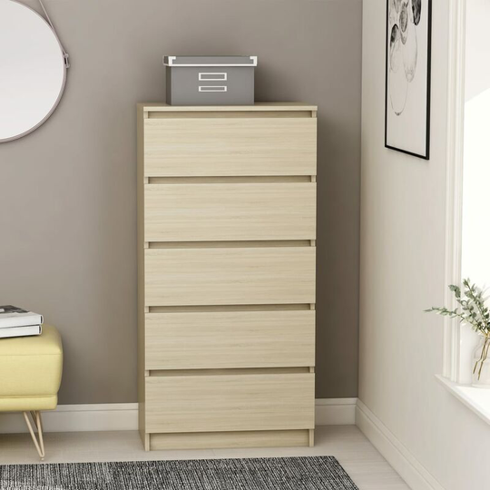 Drawer Sideboard Sonoma Oak 60x35x121 cm Chipboard FF801412_UK - Topdeal