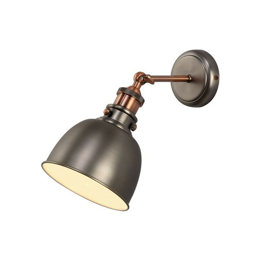 Adjustable Wall Lamp, 1 x E27, Antique Silver, Copper, White - Luminosa Lighting