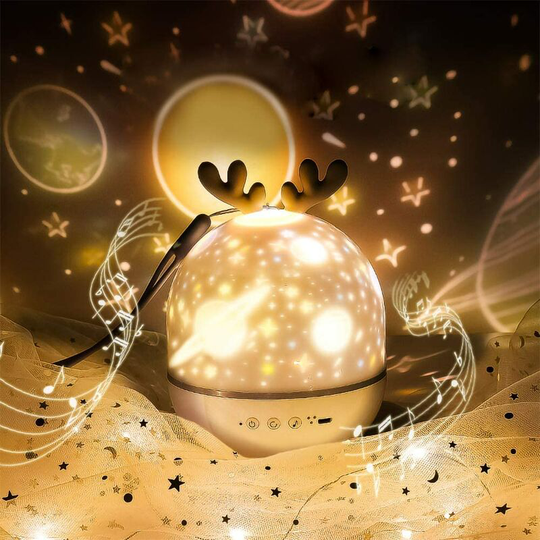 Denuotop - Starry Projector Lamp with Remote Control, Cute Fairy Projection with Rotating Timer and Built-in Remote Control 8 Songs usb Charging