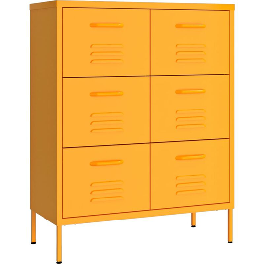 Drawer Cabinet Mustard Yellow 80x35x101.5 cm Steel vidaXL - Yellow