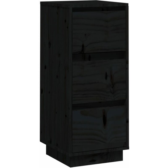 Sideboard Black 32x34x75 cm Solid Wood Pine Vidaxl Black