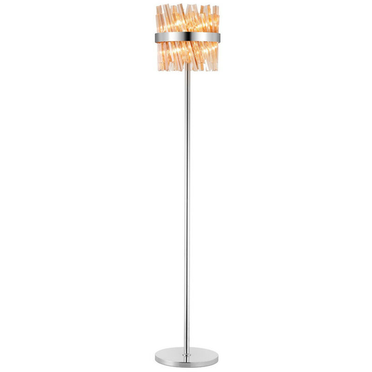Luminosa Lysander 8 Light G9, Floor Lamp, Polished Nickel, Amber