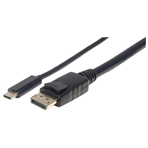 Manhattan USB-C to DisplayPort Cable 4K@60Hz 1m Male to Male Black Equivalent to CDP2DP1MBD Three Year Warranty Polybag