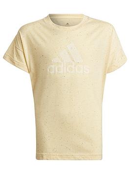adidas Future Icons Junior Girls Badge Of Sport Short Sleeve T-Shirt - Light Yellow, Light Yellow, Size 7-8 Years, Women