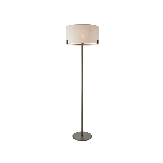 Endon Collection Lighting - Endon Lighting Hayfield - Floor Lamp Brushed Bronze Effect Plate & Natural Linen 1 Light IP20 - E27