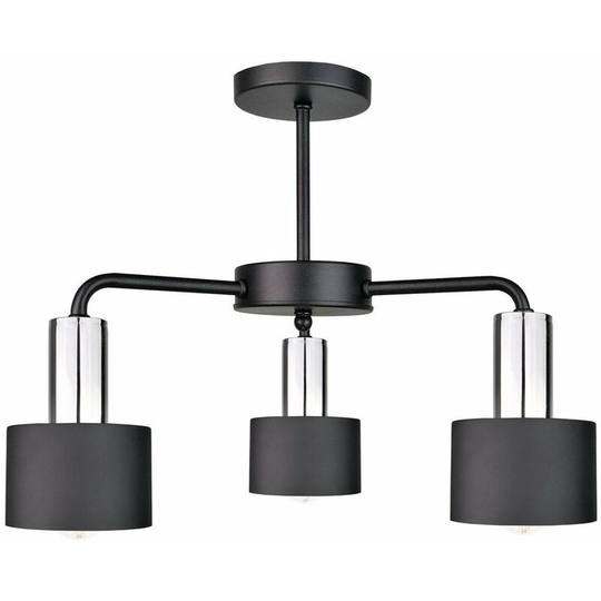 Keter Luce Multi Arm Semi Flush Ceiling Light Black, Silver, 44cm, 3x E27