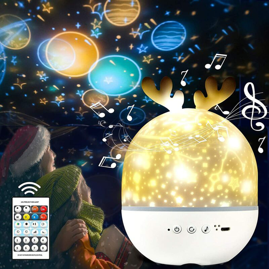 Thsinde - Baby Projector Night Light, Projector Lamp with 8 Songs, 6 Projection Movies, led Child Night Light Musical and Light Up Lamp 360° Rotation
