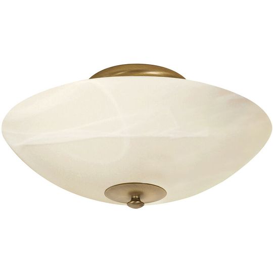 Sienna Capric Bowl Semi Flush Ceiling Light Bronze Brushed, Glass Ivory Alabaster White