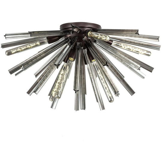 Luminosa 8 Light E27, Semi Flush Brown Oxide , Smoke Glass