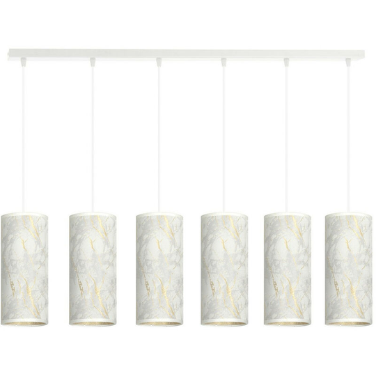 Emibig Lighting - Emibig Karli White Bar Pendant Ceiling Light with White Fabric Shades, 6x E14