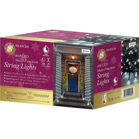 400 Cool White LEDs Multifunction Timer Outdoor String Fairy Lights 40M - White