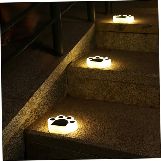 Aougo - Solar Garden Lights, 4pcs Paw Shape Garden Decorative Lights, Waterproof Lawn Landscape Light for Walkway Yard Path (Warm Light)