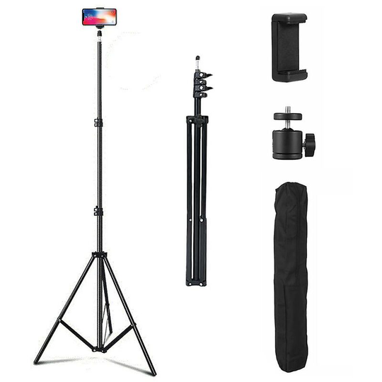 Joorrt - 2.1m Adjustable Tripod for Mobile Phone and Camera Holder with Carrying Bag