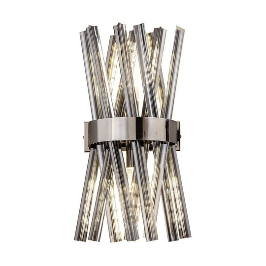 Luminosa 2 Light E14, Wall Light E14, Polished Nickel , Smoke Glass