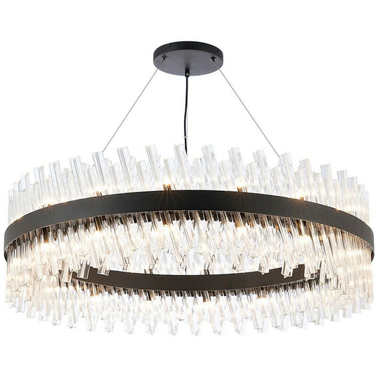 Luminosa Lighting - Luminosa Lysander 32 Light G9, Ceiling Pendant Round, Satin Black, Clear Item Weight: 29.51kg