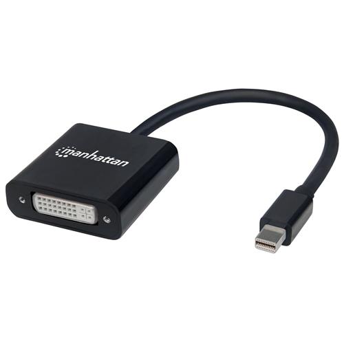 Manhattan Mini DisplayPort 1.2a to DVI-I Dual-Link Adapter Cable 4K@30Hz Active 19.5cm Male to Female Compatible with DVD-D Black Three Year Warranty Polybag